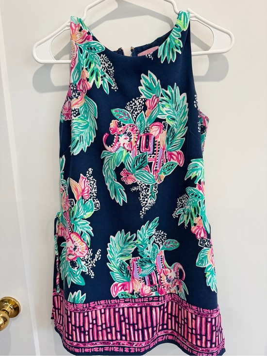 Lilly Pulitzer Pants - Lilly Pulitzer Donna Shift Romper Inky Navy Peanut Gallery Engineered Sz 0